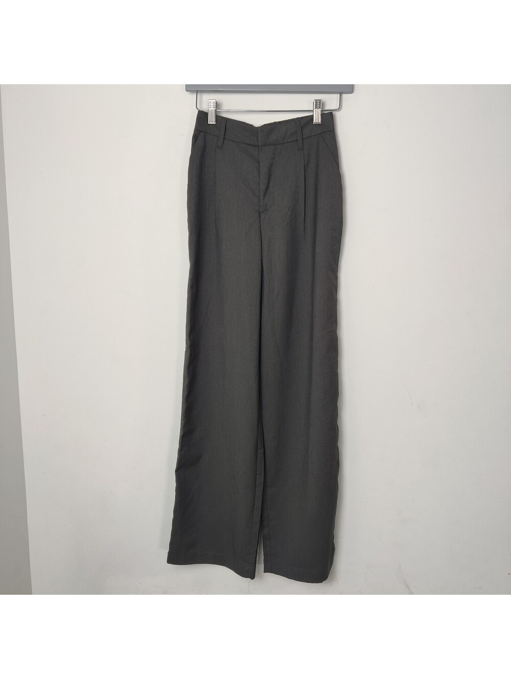 H&M Divided Charcoal Grey Pleated High Waist Wide Leg Trousers Pants XXS